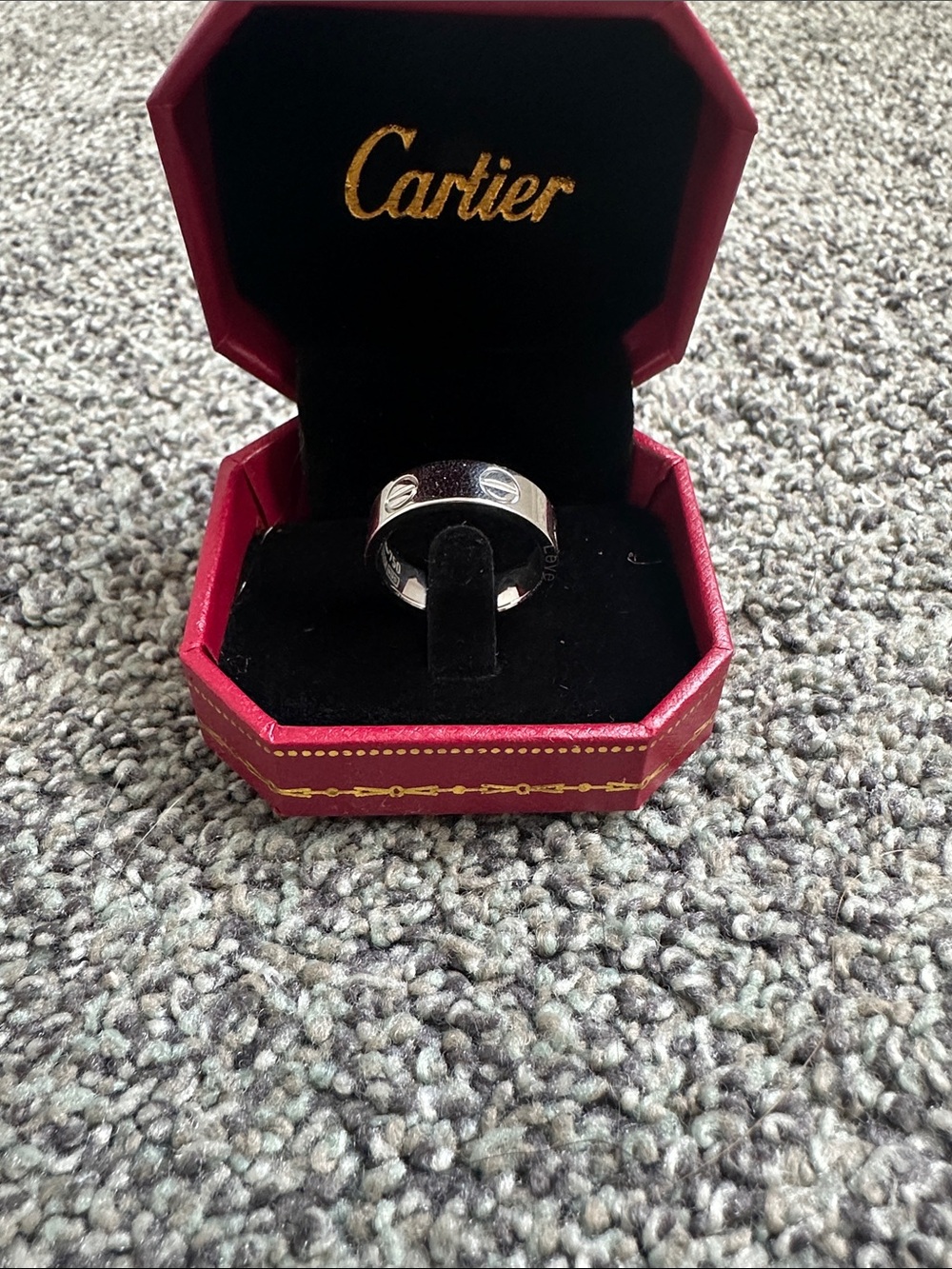 Cartier Silver Love Ring with Red Presentation Box- NR - Picture 3 of 4